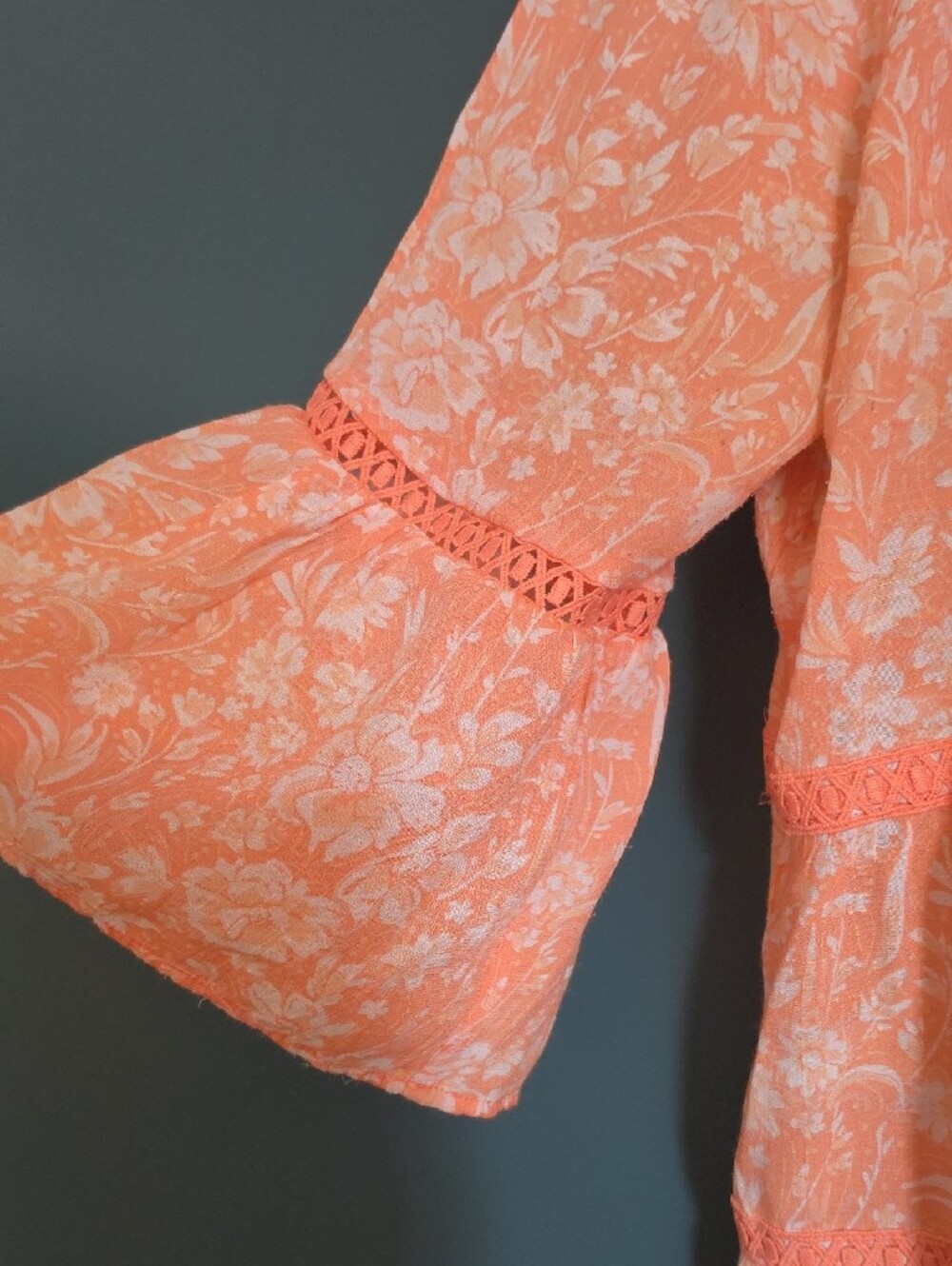 Cato Peach Floral Peasant Tunic - Picture 3 of 5